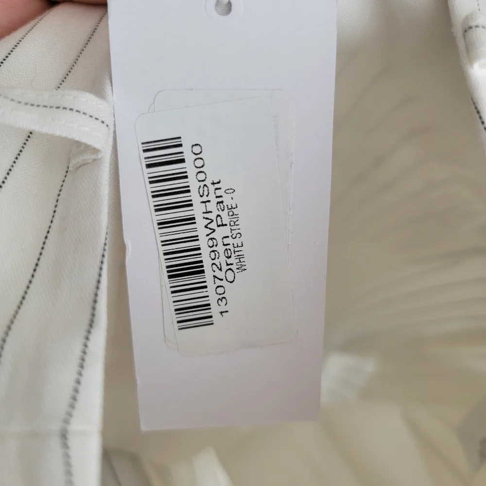 Reformation Oren Pant in White Stripe size 0 NWT